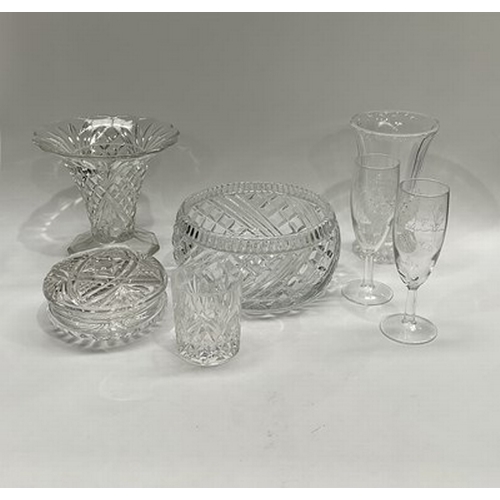 48 - A quantity of cut crystal and pressed glass, including Royal Doulton bowl, Edinburgh crystal vase, v... 