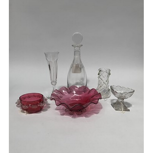 50 - A collection of 19th century and later glass including George III Lemon squeezer salts, a William Ye... 