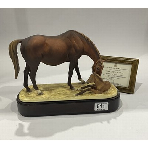 511 - Royal Worcester limited edition 316/500 'The New Born' Mare and Foal, modelled and signed Doris Lind... 