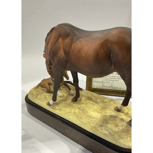 511 - Royal Worcester limited edition 316/500 'The New Born' Mare and Foal, modelled and signed Doris Lind... 