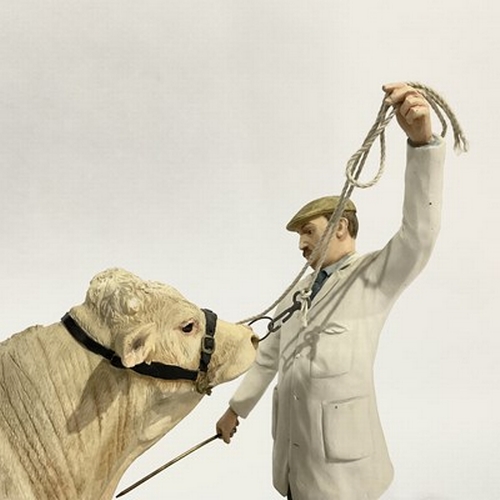 514 - Sample 'Best in show' by Country Artists, a figurine of a Charolais Bull being inspected by a judge ... 