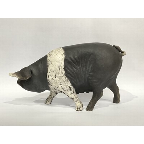 518 - Rudge studio, attrib. Kenza Rudge (British, b.1966), Studio Pottery: A Raku-fired Saddleback Pig Cer... 