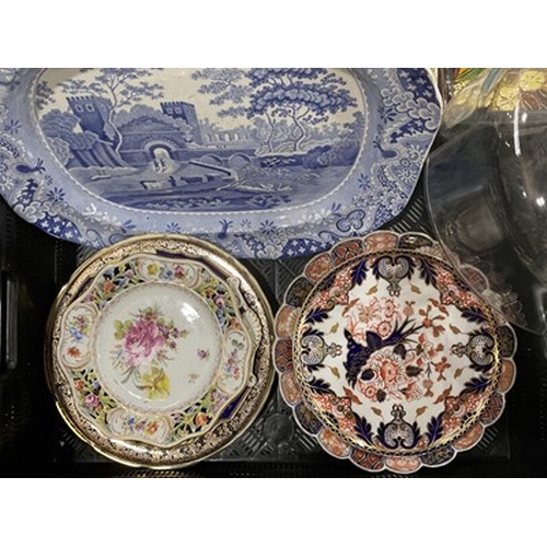 58 - A collection of ceramics: three gilded plates in the Imari palette including Royal Crown Derby, toge... 