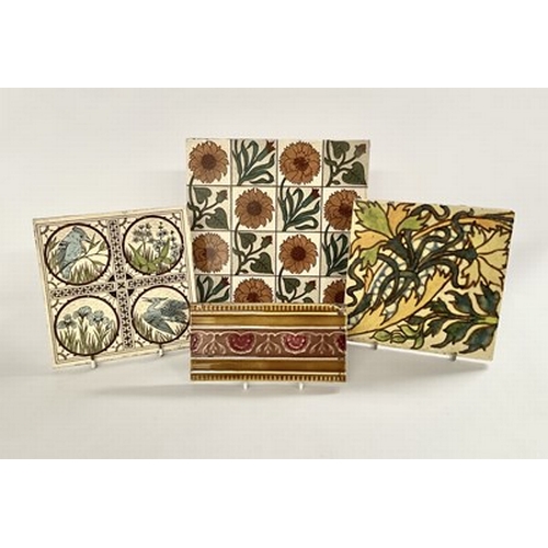 93 - A collection of 19th century Aesthetic, Arts and Crafts and Art Nouveau tiles and tile boarders, inc... 