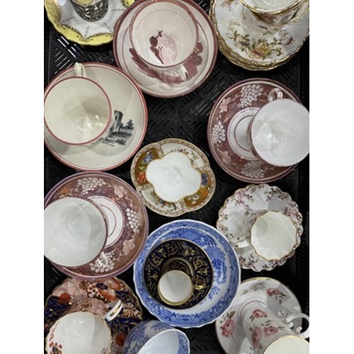 97 - A collection of 19th and 20th century tea cups and saucers, many hand-painted and gilded, to include... 