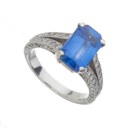 109 - Charles Greig, a platinum sapphire and diamond dress ring, sapphire estimated weight 3.40ct, estimat... 