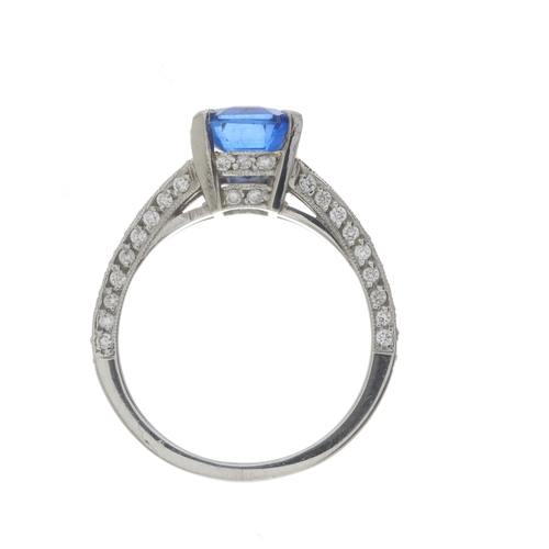 109 - Charles Greig, a platinum sapphire and diamond dress ring, sapphire estimated weight 3.40ct, estimat... 