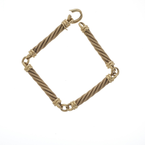 112 - Wellendorf (attributed), an 18ct gold bar-link rope bracelet, stamped 750, length 23.5cm, 63.8g