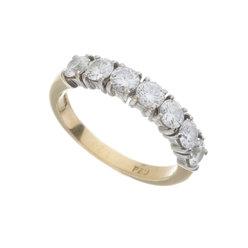 116 - An 18ct gold brilliant-cut diamond half eternity ring, total diamond weight 1.20ct, engraved to band... 