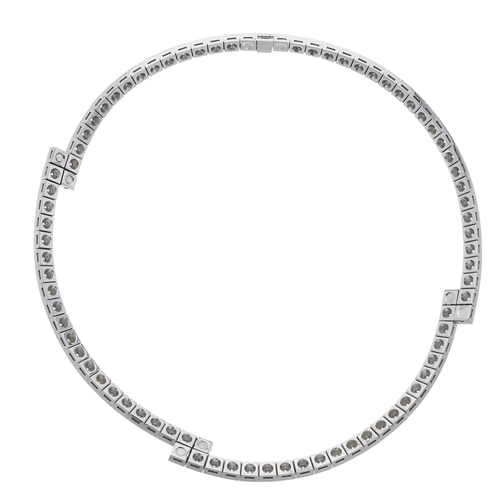 118 - Cartier, a rare 18ct white gold brilliant-cut diamond line Tectonique riviere necklace, estimated to... 