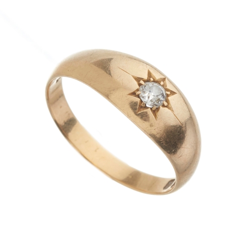 14 - A late Victorian 18ct gold old-cut diamond single-stone band ring, diamond estimated weight 0.15ct, ... 