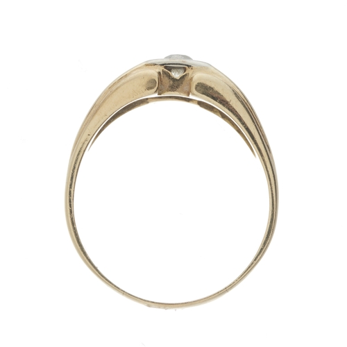 167 - A 15ct gold old-cut diamond single-stone band ring, with grooved shoulders, diamond estimated weight... 