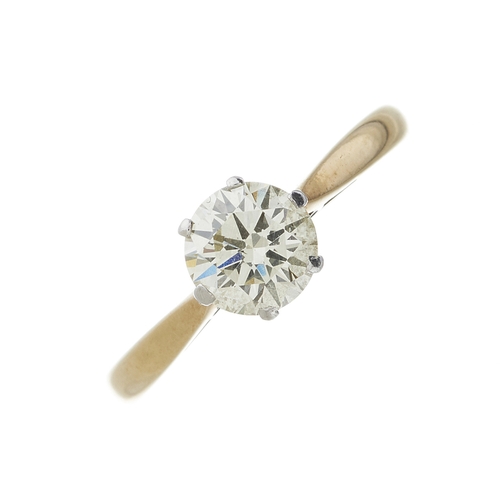 176 - An 18ct gold brilliant-cut diamond single-stone ring, diamond estimated weight 0.75ct, L-M colour, S... 