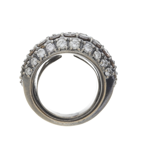 178 - A set of 18ct gold diamond and brown diamond jewellery, to include a pave-set dress ring and a pair ... 