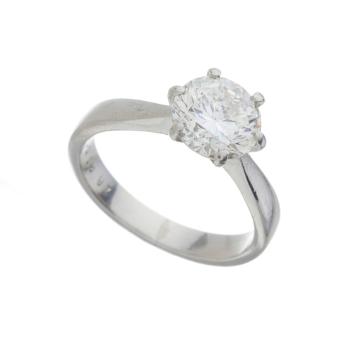 187 - An impressive platinum brilliant-cut diamond single-stone ring, diamond estimated weight 2ct, H-I co... 