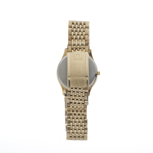 192 - Omega, a gold plated De Ville Quartz bracelet watch, reference 196.0159, signed quartz movement 1332... 