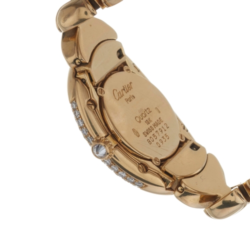 212 - Cartier, an 18ct gold diamond Baignoire bracelet watch, factory diamond set case, lugs and crown, re... 