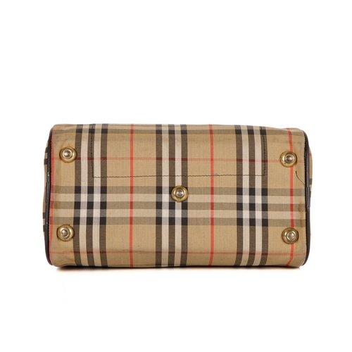 227 - Burberry, a vintage Nova Check Boston bag, featuring back leather piping and trim, front zip pocket,... 