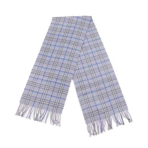 232 - Burberry, a Nova Check lambswool shawl and scarf, to include a beige shawl and a pale blue scarf, bo... 