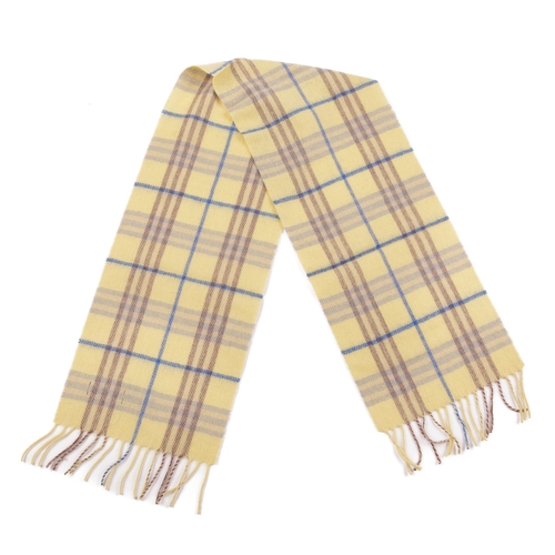 233 - Burberry, two Nova Check lambswool scarves, to include a baby pink scarf and a pale yellow scarf, bo... 