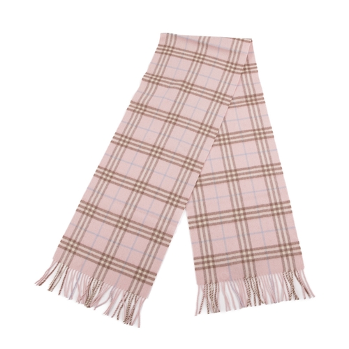 233 - Burberry, two Nova Check lambswool scarves, to include a baby pink scarf and a pale yellow scarf, bo... 