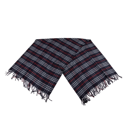 234 - Burberry, a Nova Check lambswool shawl and scarf, to include a navy blue shawl and a baby pink scarf... 