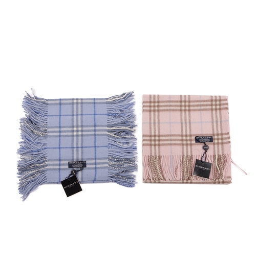 235 - Burberry, two Nova Check lambswool scarves, to include a rose pink scarf with fringe detailing at ei... 