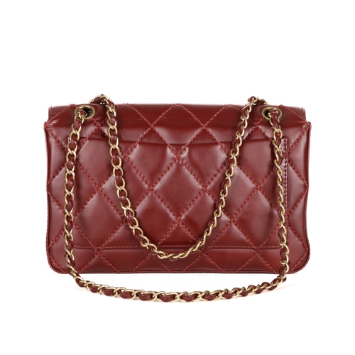 258 - Chanel, a burgundy Wild Stitch Single Flap handbag, featuring the maker's signature wild stitch diam... 