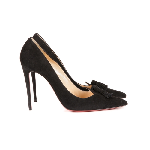 278 - Christian Louboutin, a pair of Gwalior heeled pumps, featuring black suede uppers, with small tassel... 