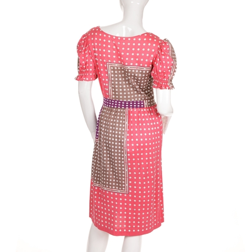 280 - Emilio Pucci, a 1970s cotton tea dress, featuring a signature bold print, in pink, beige and purple ... 