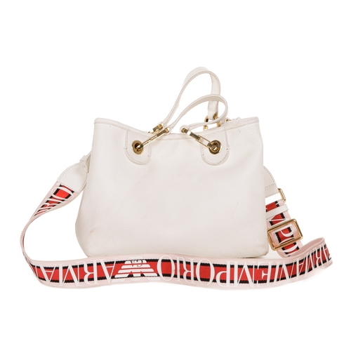 281 - Emporio Armani, a MyEA Logo Strap handbag, designed with a grained white faux leather exterior, feat... 