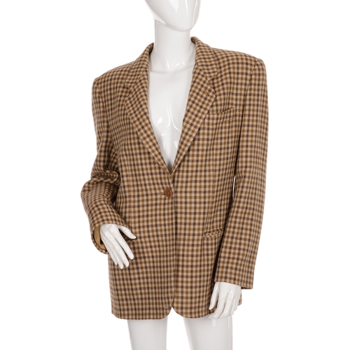 283 - Emporio Armani, a jacket and a suit, to include a men's brown wool plaid blazer, together with a lad... 