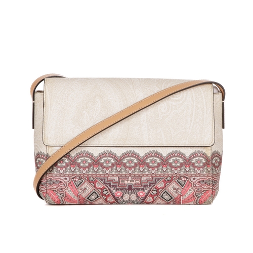 287 - Etro, a coated canvas crossbody handbag, featuring a subtle paisley pattern to the cream exterior wi... 