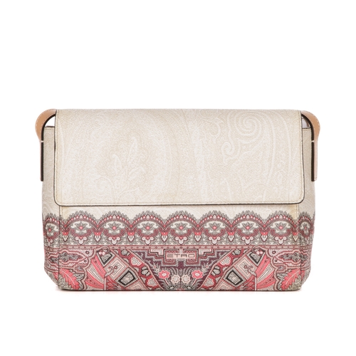 287 - Etro, a coated canvas crossbody handbag, featuring a subtle paisley pattern to the cream exterior wi... 