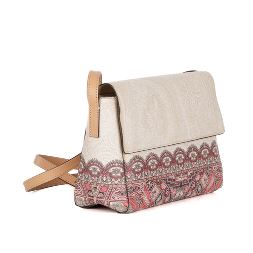 287 - Etro, a coated canvas crossbody handbag, featuring a subtle paisley pattern to the cream exterior wi... 