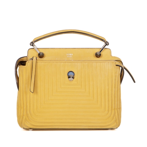 289 - Fendi, a yellow Dotcom handbag, designed with a quilted yellow nubuck leather exterior, silver-tone ... 