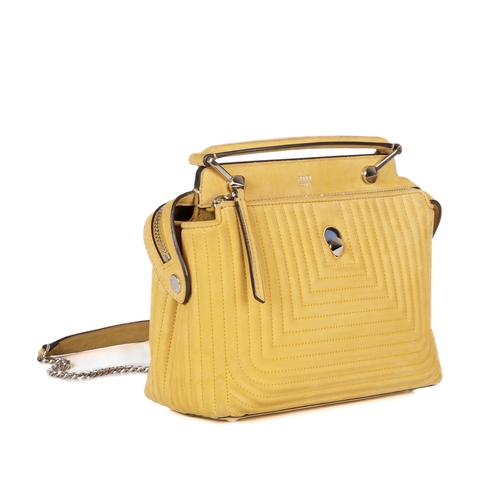 289 - Fendi, a yellow Dotcom handbag, designed with a quilted yellow nubuck leather exterior, silver-tone ... 