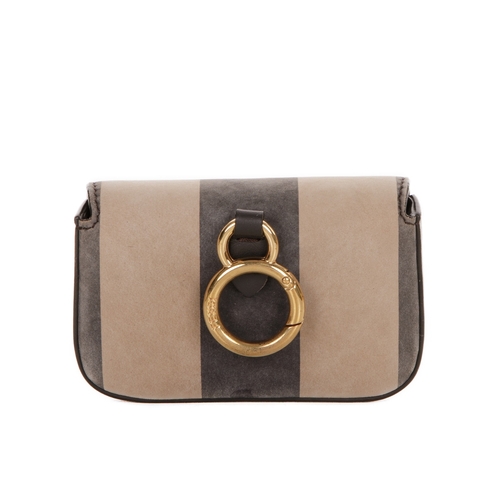 292 - Fendi, a Nano Pequin baguette mini bag charm, designed with a striped nubuck exterior, gold-tone har... 