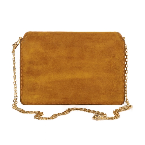 299 - Gucci, a rare 1970s suede two-way handbag, designed with a mustard suede exterior with leather sides... 