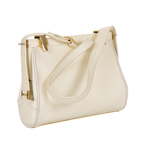 301 - Giorgio Gucci, a vintage handbag, crafted from grained white leather, with gold-tone hardware, adjus... 