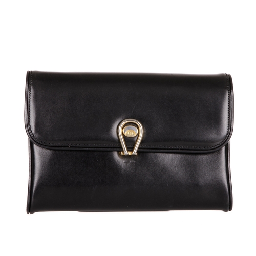 303 - Gucci, a vintage black leather handbag, crafted from smooth black leather, featuring an adjustable l... 