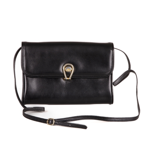 303 - Gucci, a vintage black leather handbag, crafted from smooth black leather, featuring an adjustable l... 