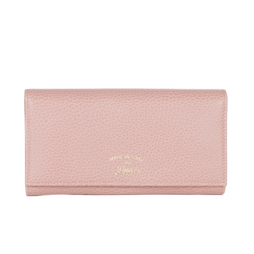 307 - Gucci, a Swing continental wallet, crafted from grained pink leather, featuring the maker's script l... 