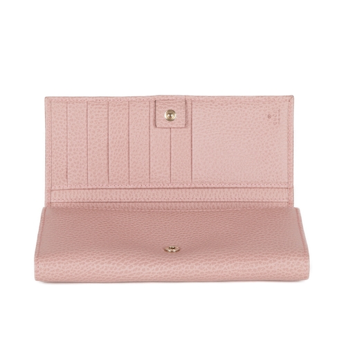 307 - Gucci, a Swing continental wallet, crafted from grained pink leather, featuring the maker's script l... 