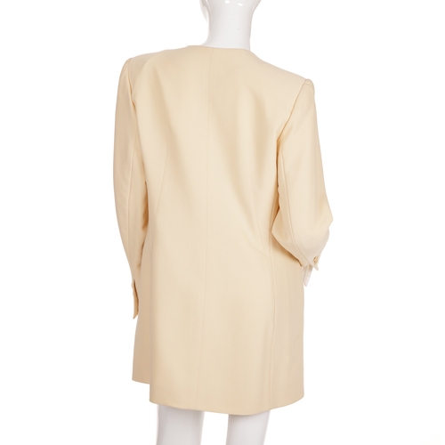 328 - Hermes, a 1980s cream silk/wool blend jacket, featuring front button fastenings and two exterior poc... 