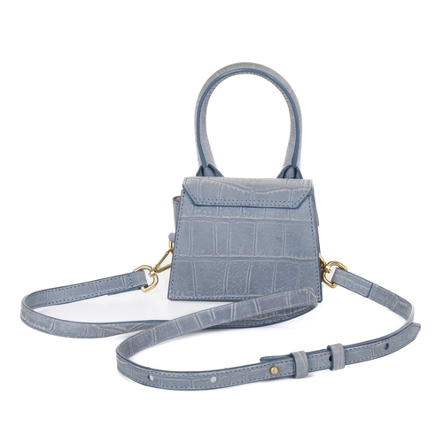 330 - Jacquemus, a Mini Le Chiquito handbag, crafted from croc-effect blue nubuck leather, with brushed go... 