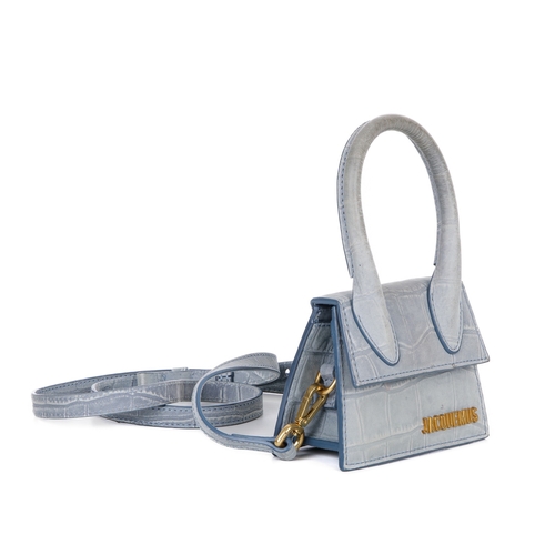 330 - Jacquemus, a Mini Le Chiquito handbag, crafted from croc-effect blue nubuck leather, with brushed go... 