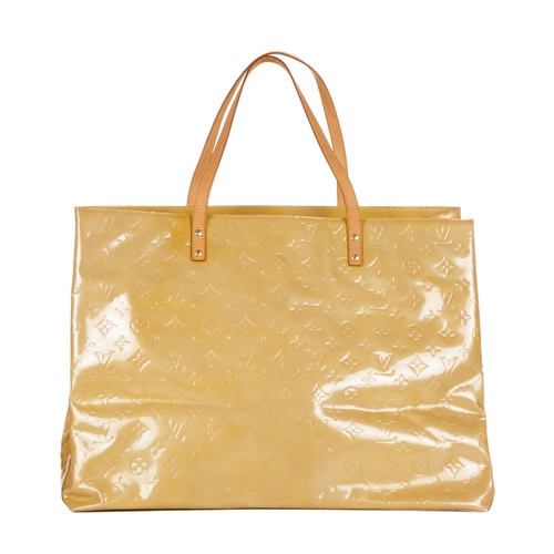 350 - Louis Vuitton, a monogram vernis Reade GM handbag, featuring a yellow monogram embossed patent leath... 