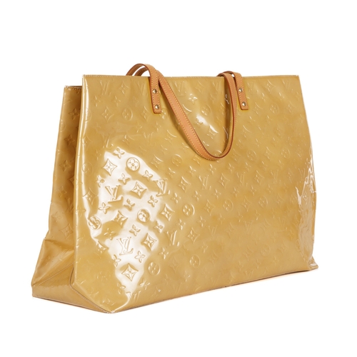 350 - Louis Vuitton, a monogram vernis Reade GM handbag, featuring a yellow monogram embossed patent leath... 