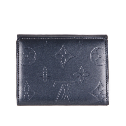 351 - Louis Vuitton, a charcoal monogram Vernis Mat Elise compact snap wallet, featuring a monogram emboss... 